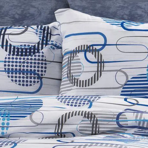 Μαξιλαροθήκη Εμπριμέ Διώνη 602 50X70 White-Blue 70/30 Cott/Pol