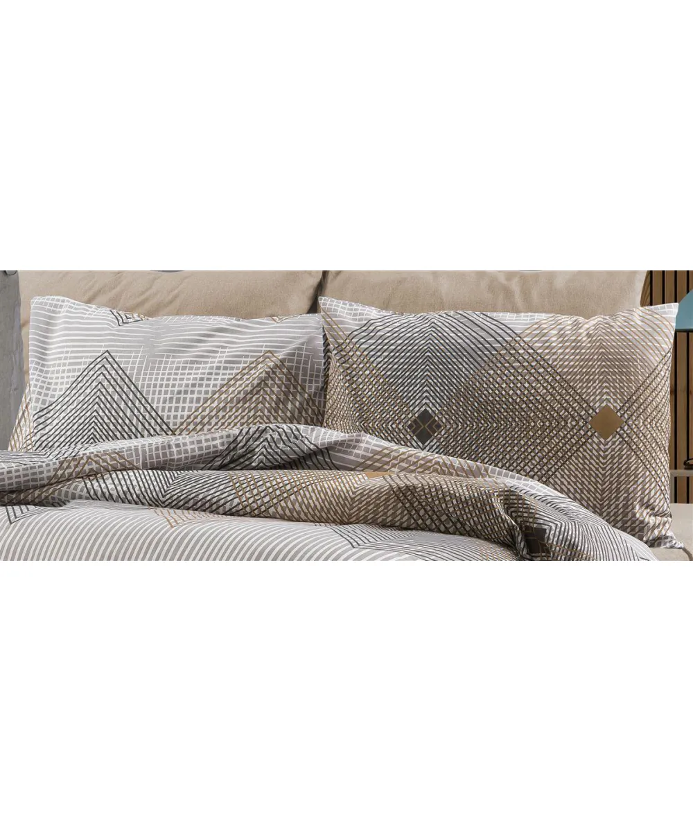 Μαξιλαροθήκη Εμπριμέ Καλλιρόη 603 50X70 Grey-Mocha 70/30 Cott/Pol