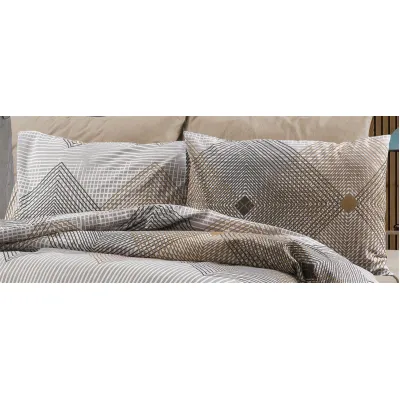 Μαξιλαροθήκη Εμπριμέ Καλλιρόη 603 50X70 Grey-Mocha 70/30 Cott/Pol