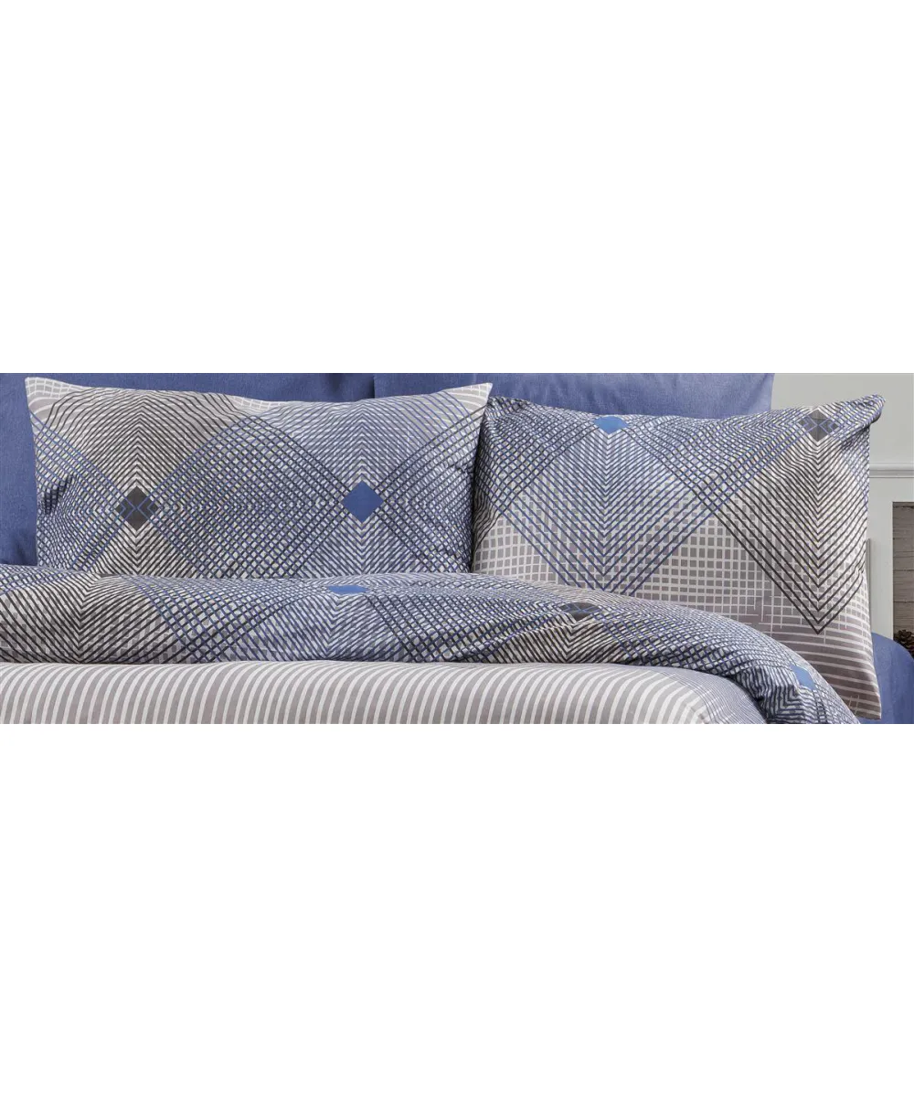 Μαξιλαροθήκη Εμπριμέ Καλλιρόη 604 50X70 Grey-Blue 70/30 Cott/Pol