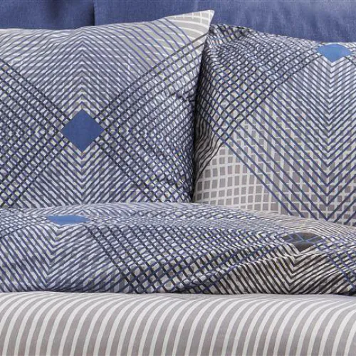 Μαξιλαροθήκη Εμπριμέ Καλλιρόη 604 50X70 Grey-Blue 70/30 Cott/Pol