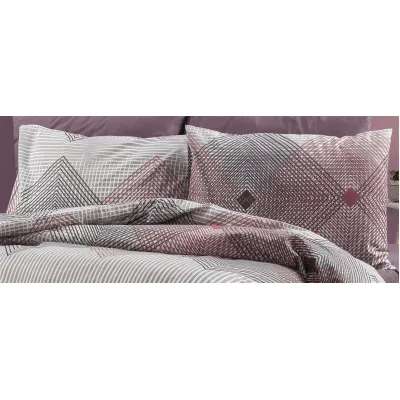 Μαξιλαροθήκη Εμπριμέ Καλλιρόη 606 50X70 Grey-Burgundy 70/30 Cott/Pol