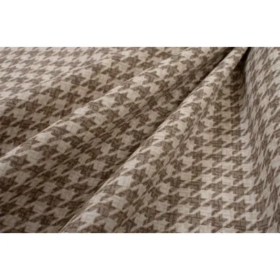 Αλέκιαστο Σετ 2 τεμ Τραπεζομάντηλο Houndstooth 473 140X140 & Τραβέρσα 40X140 Beige 70/30 Cott/Pol