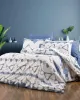 Σεντόνια Εμπριμέ Σετ 4 τεμ Δαρεία 489 220X240 White-Blue 70/30 Cott/Pol