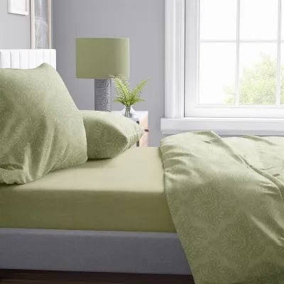 Παπλωματοθήκη Εμπριμέ Άρτεμις 704 220X240 Light Olive 100%  Cotton