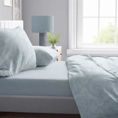 Παπλωματοθήκη Εμπριμέ Άρτεμις 705 220X240 Light Blue-Grey 100%  Cotton