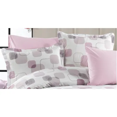 Μαξιλαροθήκη Εμπριμέ Μελίνα 709 50X70 White-Lilac 100%  Cotton