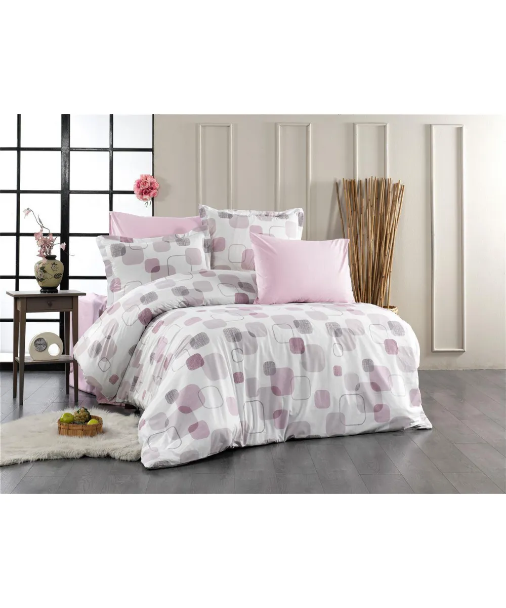 Παπλωματοθήκη Εμπριμέ Μελίνα 709 160X240 White-Lilac 100%  Cotton
