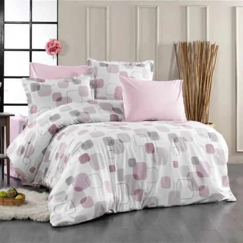 Παπλωματοθήκη Εμπριμέ Μελίνα 709 160X240 White-Lilac 100%  Cotton