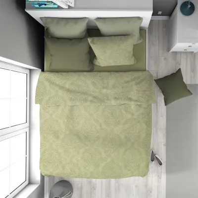 Παπλωματοθήκη Εμπριμέ Άρτεμις 704 160X240 Light Olive 100%  Cotton