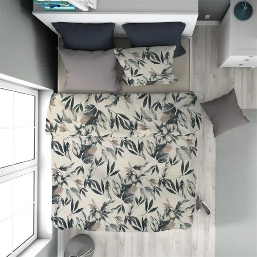 Παπλωματοθήκη Εμπριμέ Ευριδίκη 710 160X240 Ecru-Black 100%  Cotton