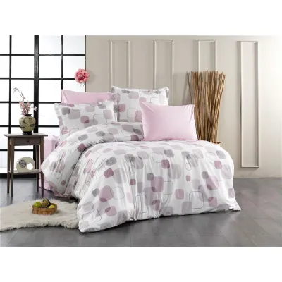 Παπλωματοθήκη Εμπριμέ Μελίνα 709 220X240 White-Lilac 100%  Cotton