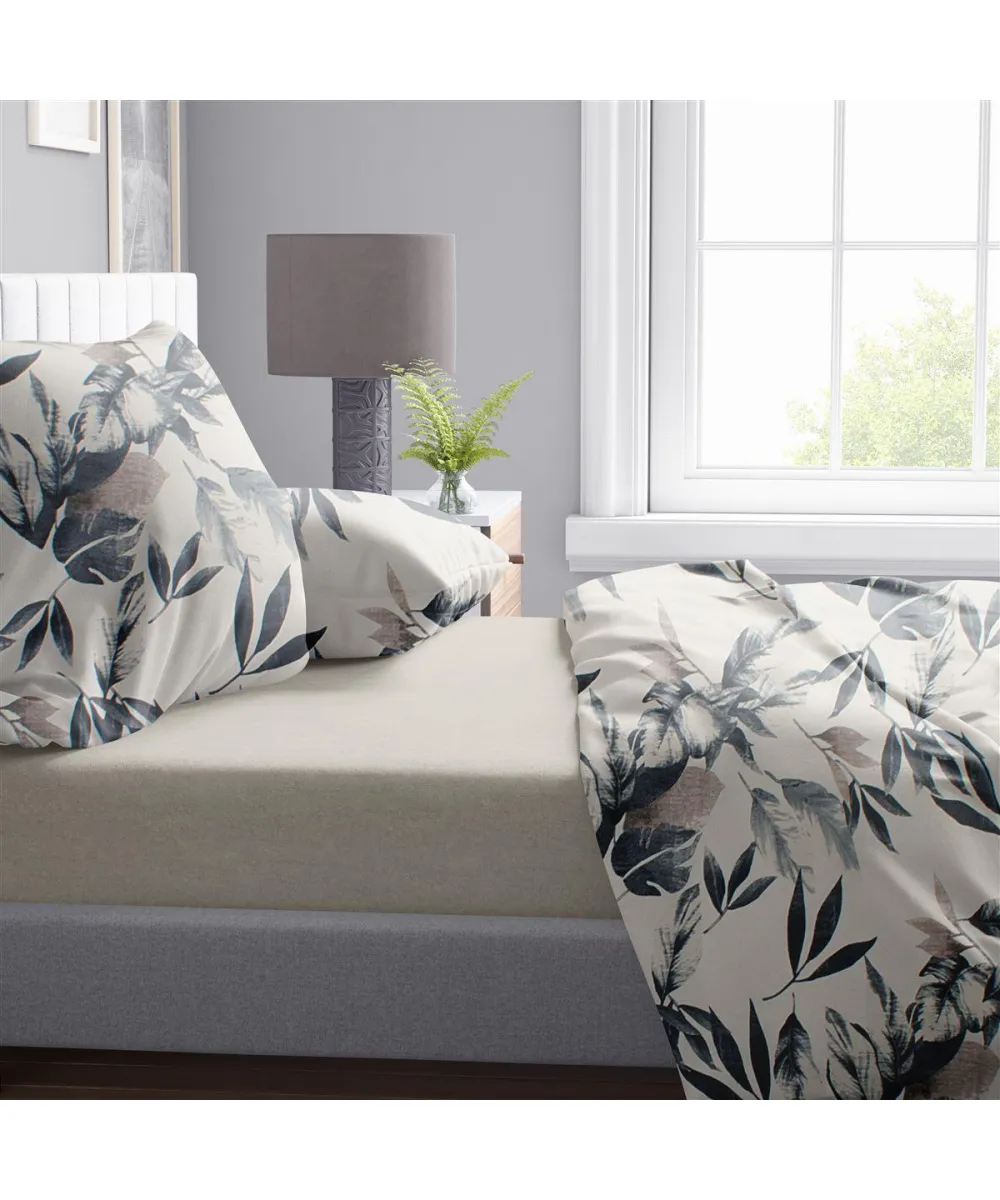 Παπλωματοθήκη Εμπριμέ Ευριδίκη 710 220X240 Ecru-Black 100%  Cotton