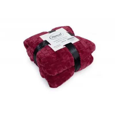 Κουβέρτα Coral Fleece Jacquard Brick 04 220X240 Bordeaux 100%  Polyester
