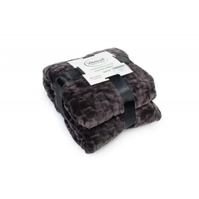 Κουβέρτα Coral Fleece Jacquard Brick 08 220X240 Grey-Black 100%  Polyester