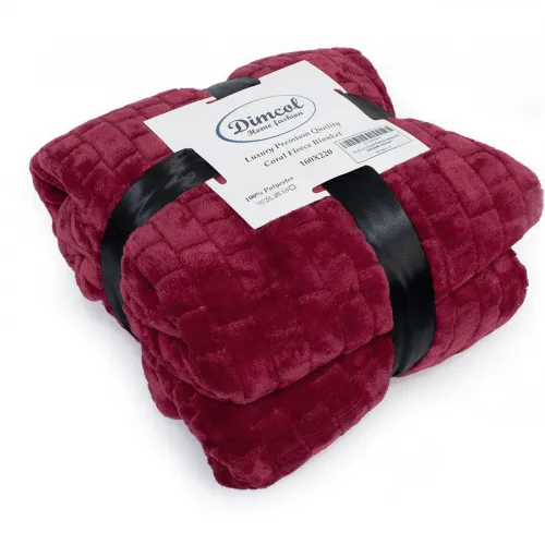 Κουβέρτα Coral Fleece Jacquard Brick 04 160X220 Bordeaux 100%  Polyester