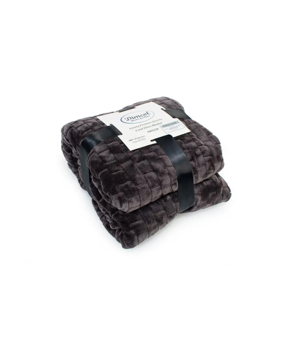 Κουβέρτα Coral Fleece Jacquard Brick 08 160X220 Grey-Black 100%  Polyester