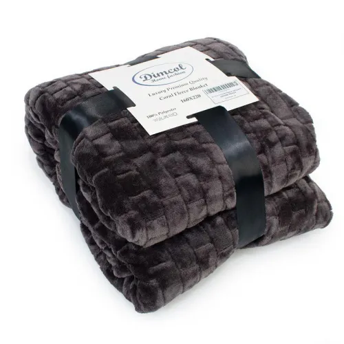 Κουβέρτα Coral Fleece Jacquard Brick 08 160X220 Grey-Black 100%  Polyester