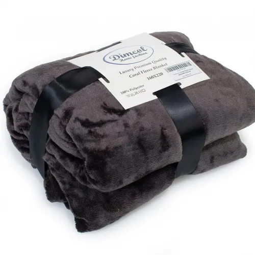 Κουβέρτα Coral Fleece Solid 08 220X240 Grey-Black 100%  Polyester