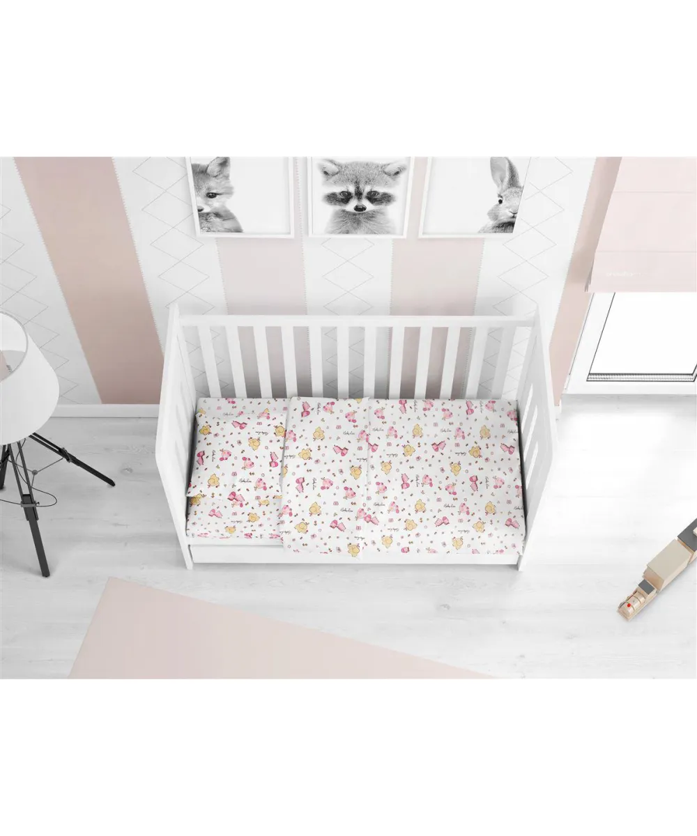 Κατωσέντονο Με Λάστιχο bebe Elephant 072 0,70X1,40X0,15 White-Pink 100%  Cotton Flannel