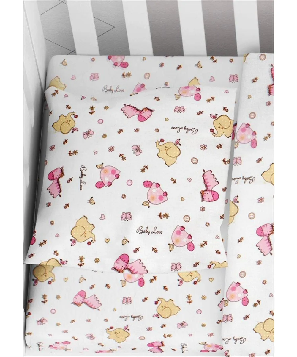 Μαξιλαροθήκη Εμπριμέ bebe Elephant 072 35X45 White-Pink 100%  Cotton Flannel
