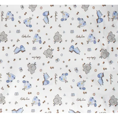 Πάνα Φανέλα bebe Elephant 074 80X80 White-Sky Blue 100%  Cotton Flannel