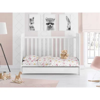 Παπλωματοθήκη Εμπριμέ bebe Elephant 072 120X160 White-Pink 100%  Cotton Flannel