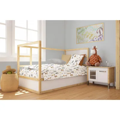 Παπλωματοθήκη Εμπριμέ bebe Savanna 36 120X160 White-Grey 100%  Cotton Flannel