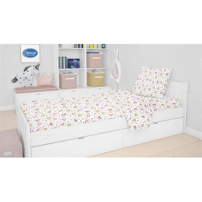 Παπλωματοθήκη Εμπριμέ kids Elephant 072 160X240 White-Pink 100%  Cotton Flannel