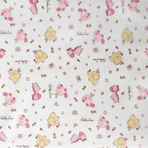 Σεντονάκι Λίκνου bebe Elephant 072 80X110 White-Pink 100%  Cotton Flannel