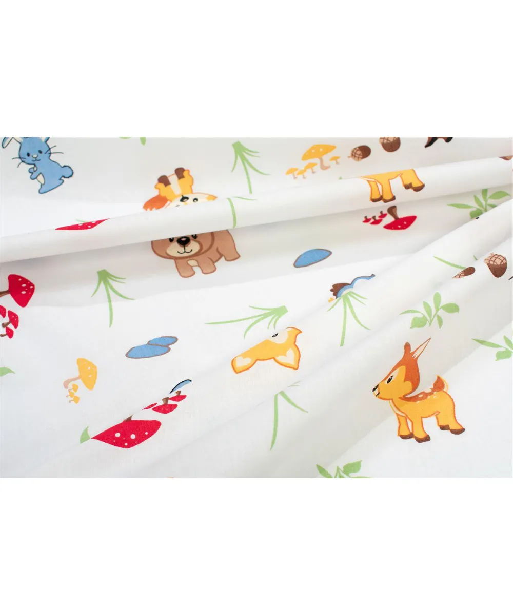 Σεντονάκι Λίκνου bebe Forest Animals 070 80X110 White-Sky Blue 100%  Cotton Flannel