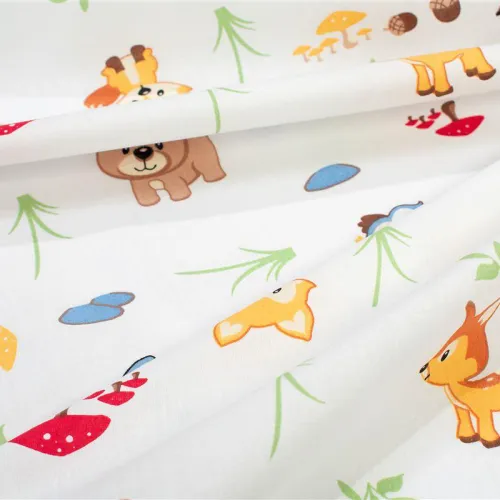 Σεντονάκι Λίκνου bebe Forest Animals 070 80X110 White-Sky Blue 100%  Cotton Flannel