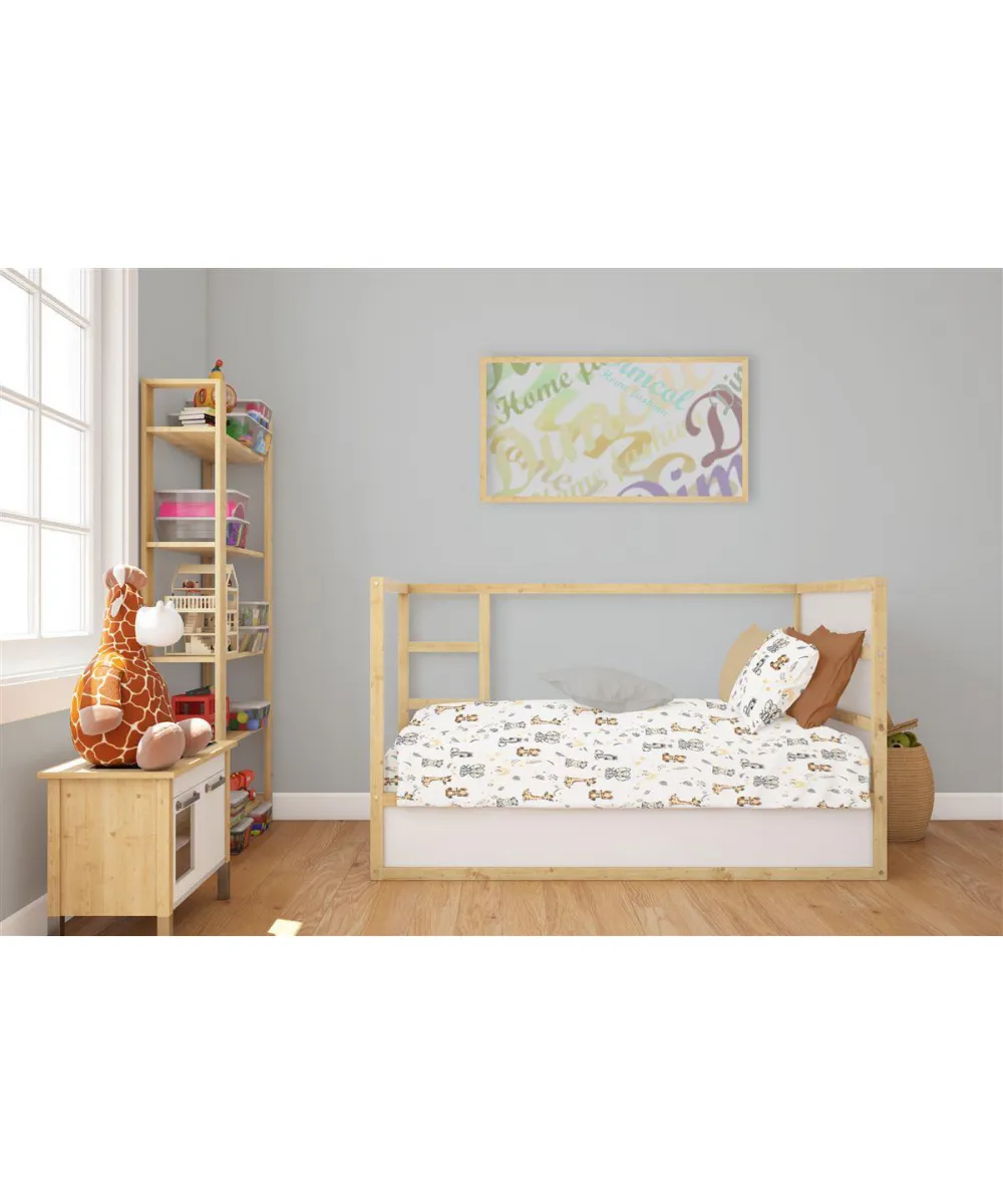 Σεντόνια Εμπριμέ Σετ 3 τεμ bebe Savanna 36 120X160 White-Grey 100%  Cotton Flannel