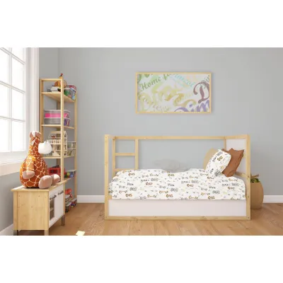Σεντόνια Εμπριμέ Σετ 3 τεμ bebe Savanna 36 120X160 White-Grey 100%  Cotton Flannel