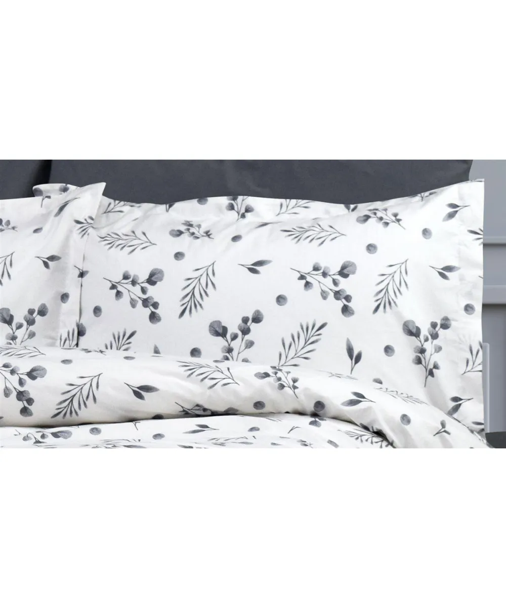 Μαξιλαροθήκη Εμπριμέ Μυρτώ 350 50X70 Grey 100%  Cotton Flannel