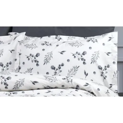 Μαξιλαροθήκη Εμπριμέ Μυρτώ 350 50X70 Grey 100%  Cotton Flannel