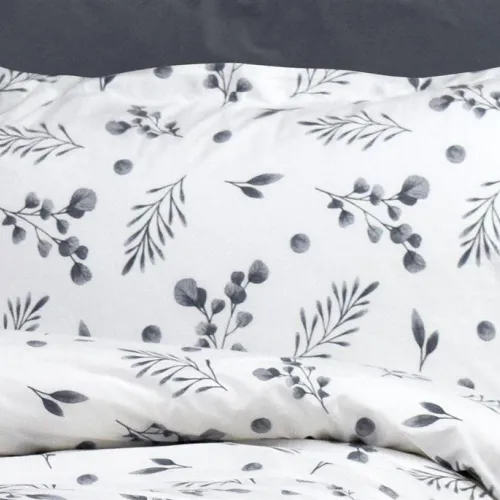 Μαξιλαροθήκη Εμπριμέ Μυρτώ 350 50X70 Grey 100%  Cotton Flannel