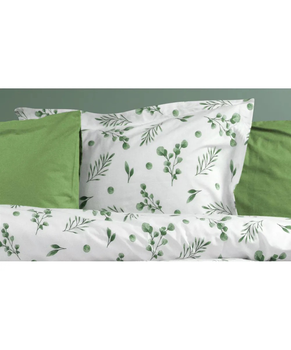 Μαξιλαροθήκη Εμπριμέ Μυρτώ 351 50X70 Green 100%  Cotton Flannel