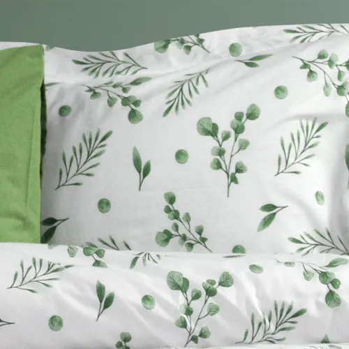 Μαξιλαροθήκη Εμπριμέ Μυρτώ 351 50X70 Green 100%  Cotton Flannel