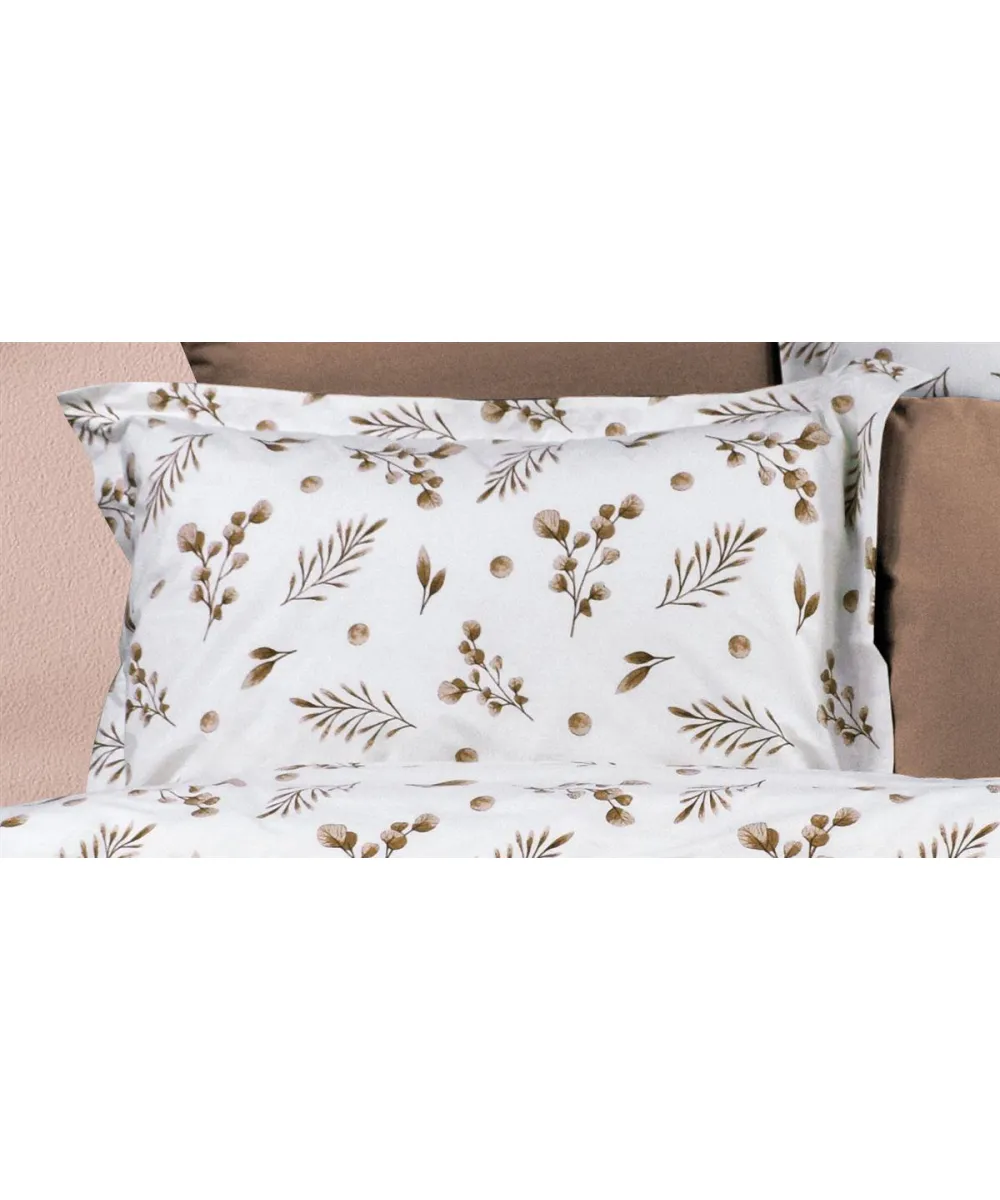Μαξιλαροθήκη Εμπριμέ Μυρτώ 352 50X70 Beige 100%  Cotton Flannel
