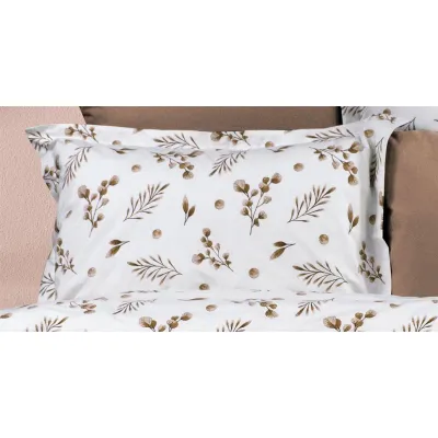Μαξιλαροθήκη Εμπριμέ Μυρτώ 352 50X70 Beige 100%  Cotton Flannel