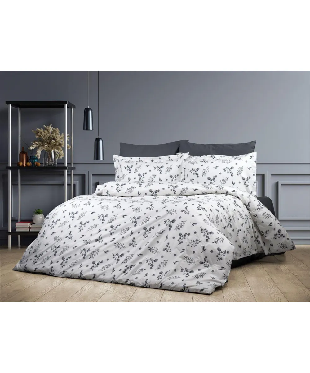 Σεντόνια Εμπριμέ Σετ 3 τεμ Μυρτώ 350 160X240 Grey 100%  Cotton Flannel