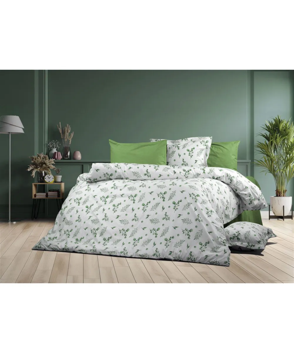 Σεντόνια Εμπριμέ Σετ 3 τεμ Μυρτώ 351 220X240 Green 100%  Cotton Flannel