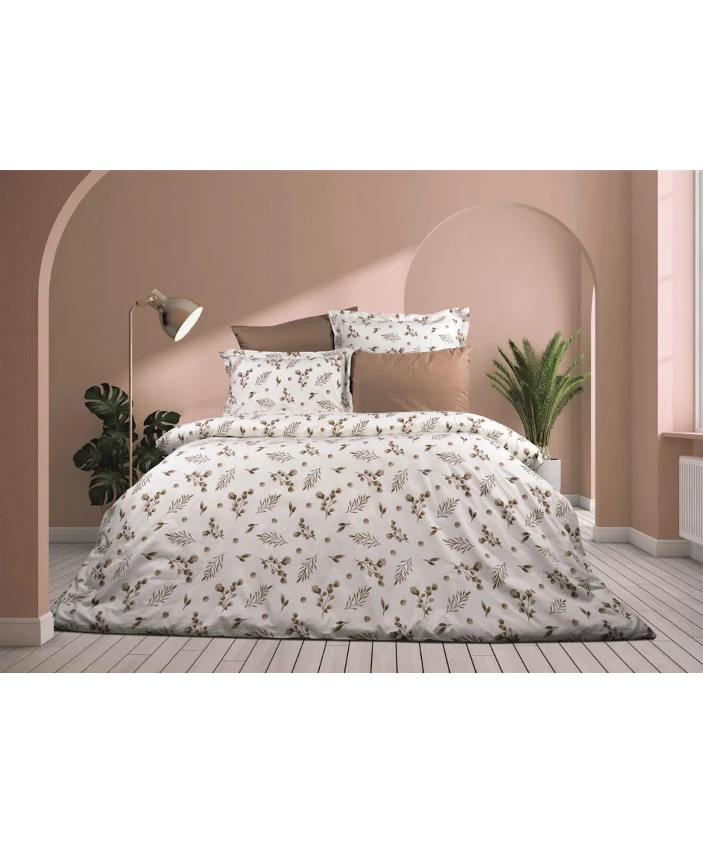 Σεντόνια Εμπριμέ Σετ 4 τεμ Μυρτώ 352 220X240 Beige 100%  Cotton Flannel