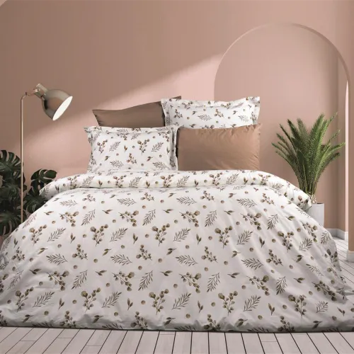 Σεντόνια Εμπριμέ Σετ 4 τεμ Μυρτώ 352 220X240 Beige 100%  Cotton Flannel