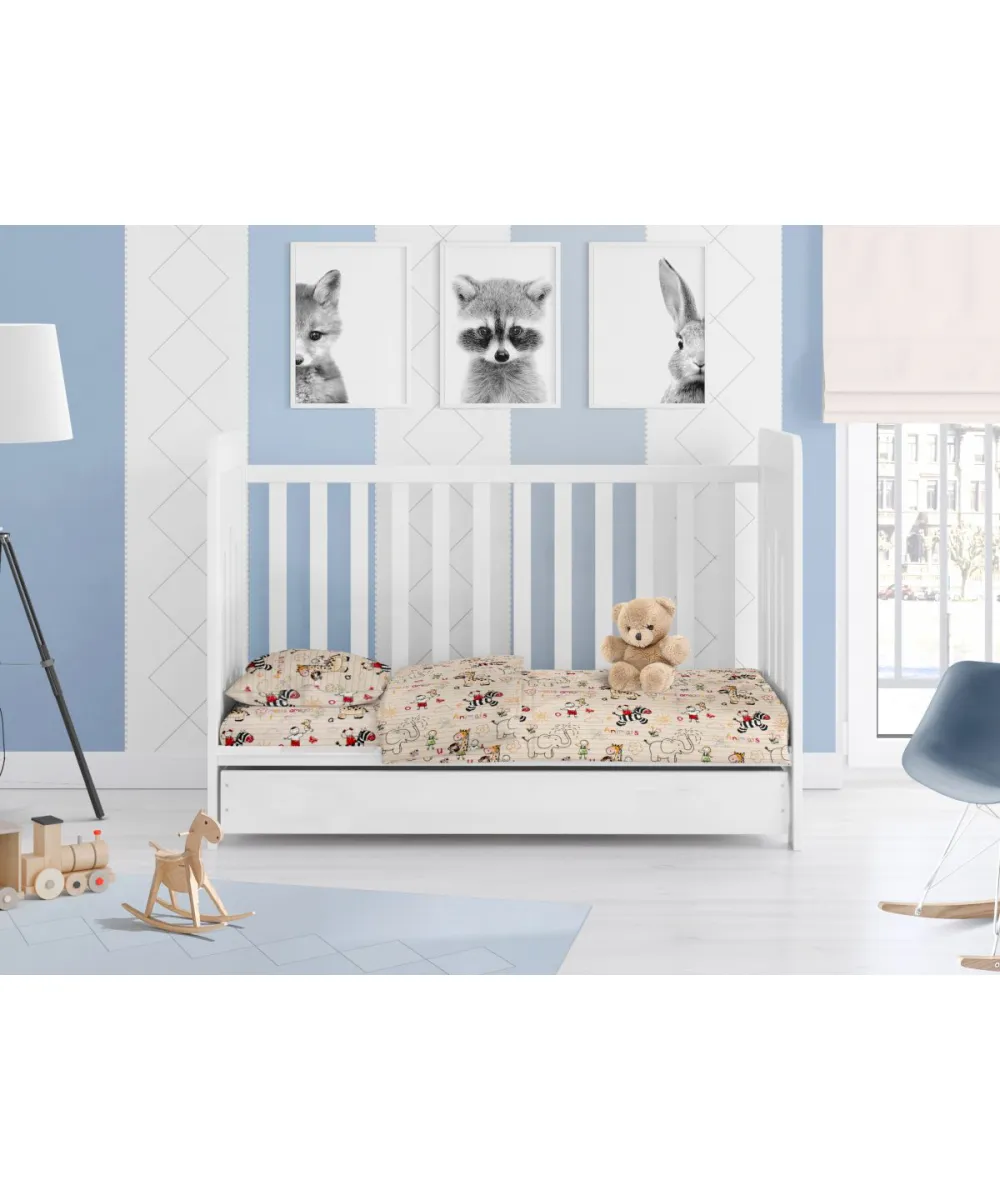 ΚΑΤΩΣΕΝΤΟΝΟ ΜΕ ΛΑΣΤΙΧΟ bebe Africa 145 0,70X1,40X0,15 Beige Flannel Cotton 100% 