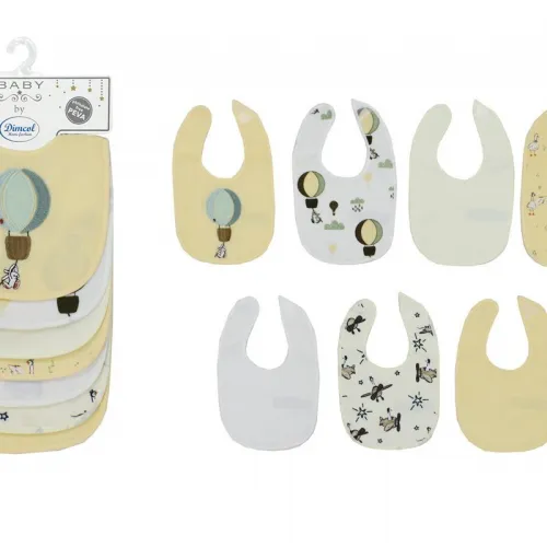 Σαλιάρα με Velcro bebe με Αδιάβροχη Επένδυση Σετ 7 Τεμ. Balloon 09 30X20 Yellow 60/40 Cott/Pol