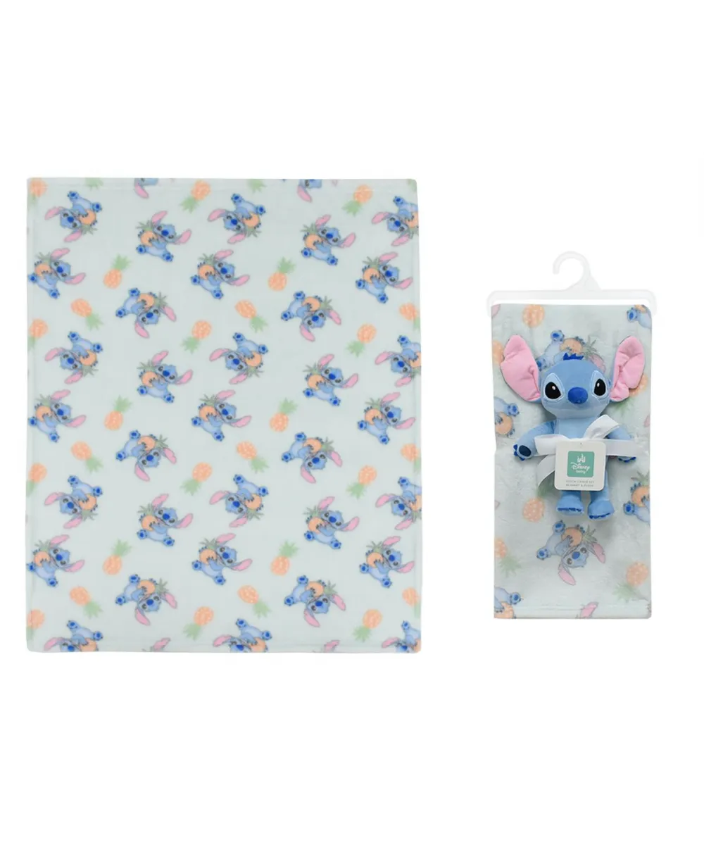 Λούτρινο Disney Home Σετ 2 Τεμ. bebe Stitch 27 Ύψος 25 cm & Κουβέρτα Coral Fleece 75X100 cm Light Green 100%  Polyester