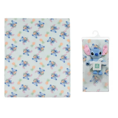 Λούτρινο Disney Home Σετ 2 Τεμ. bebe Stitch 27 Ύψος 25 cm & Κουβέρτα Coral Fleece 75X100 cm Light Green 100%  Polyester