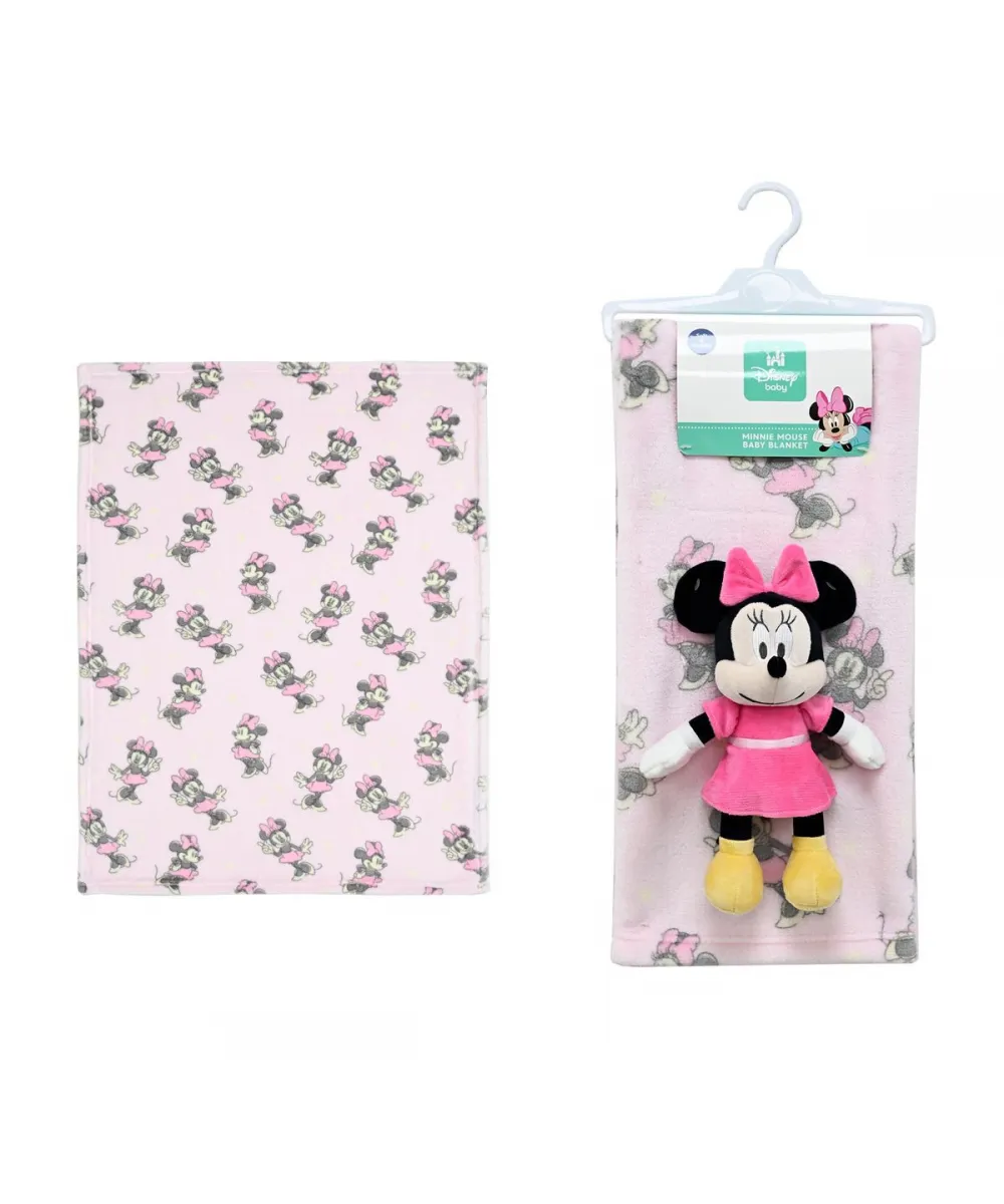 Λούτρινο Disney Home Σετ 2 Τεμ. bebe Minnie 30 Ύψος 25 cm & Κουβέρτα Coral Fleece 75X100 cm Pink-Black 100%  Polyester